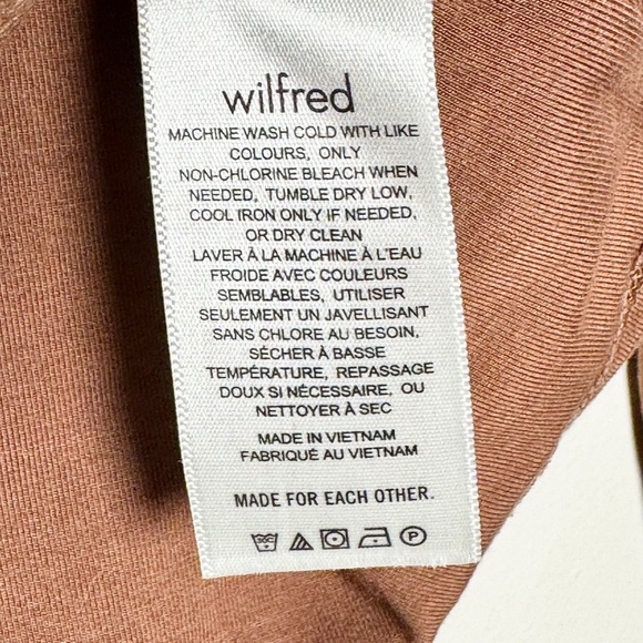 Wilfred Lydia Ruched Square Neck Long Sleeve Tencel Top in Mocha Mousse Sz M - Picture 6 of 7